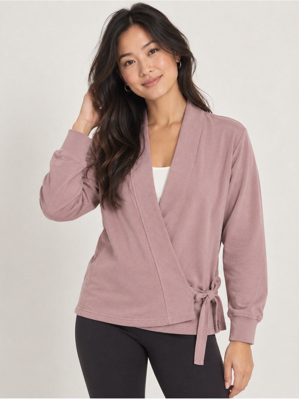Athleta Retroterry Wrap Sweatshirt Jacket – Dusty Mauve Pink – Women’s XS